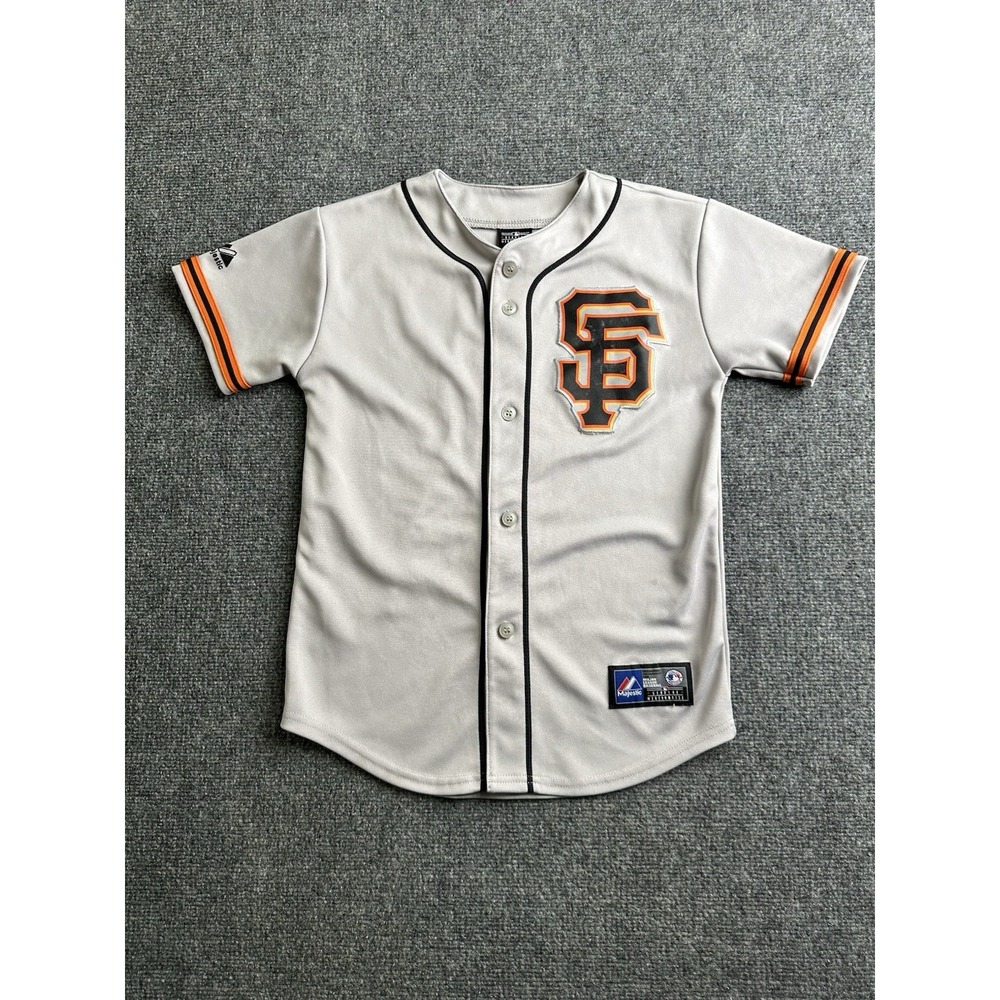 Boys San Francisco Giants Majestic Gray Baseball Jersey 10-12 Years, Size M